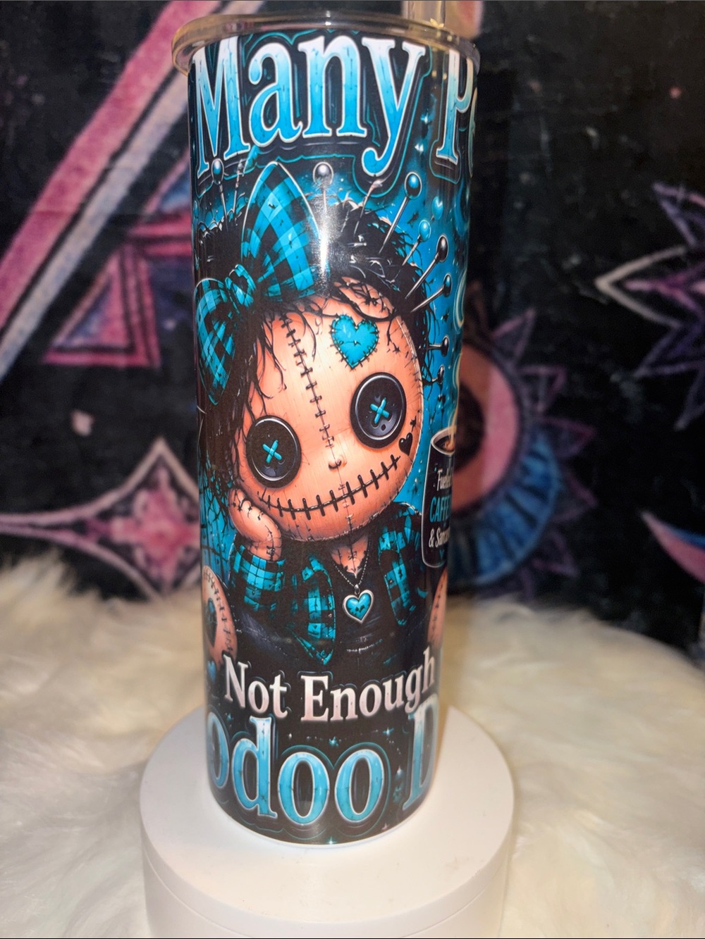 Not Enough Voodoo Doll Blue Graphic Tumbler